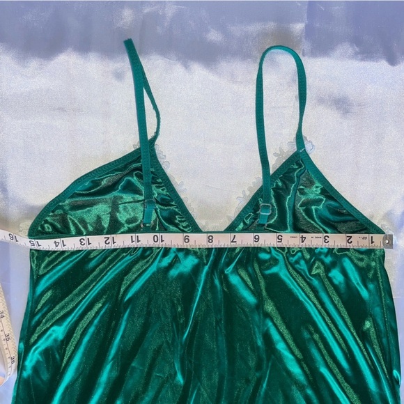 3 Pc Emerald Green Pajama Set Embroidered Flower & Lace Cami Shorts & Pants Sz M - Picture 5 of 15